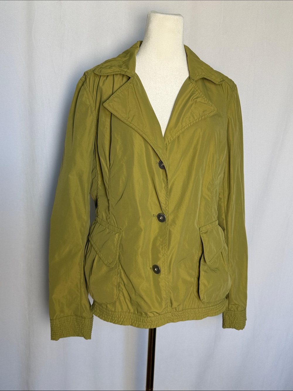 Sundance Olive Lightweight Nylon Button-Front Jacket Size L Casual Coastal